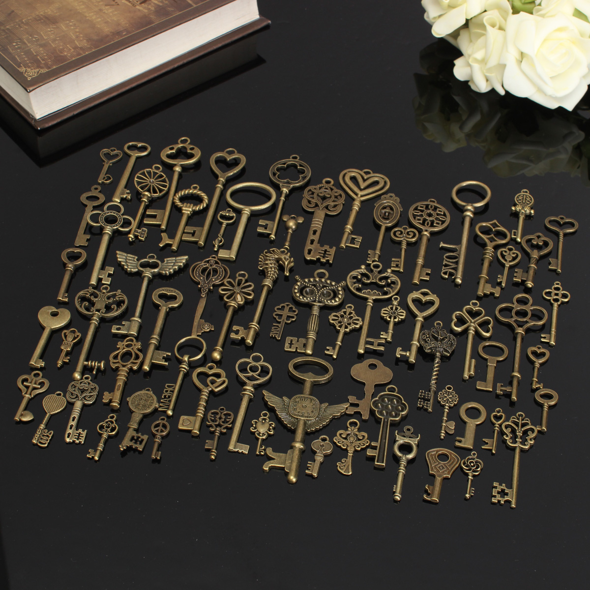 KINGDOWAY69PCSVintageBronzeKeyPendantNecklaceDIYHandmadeAccessoriesCollection-1305109-4