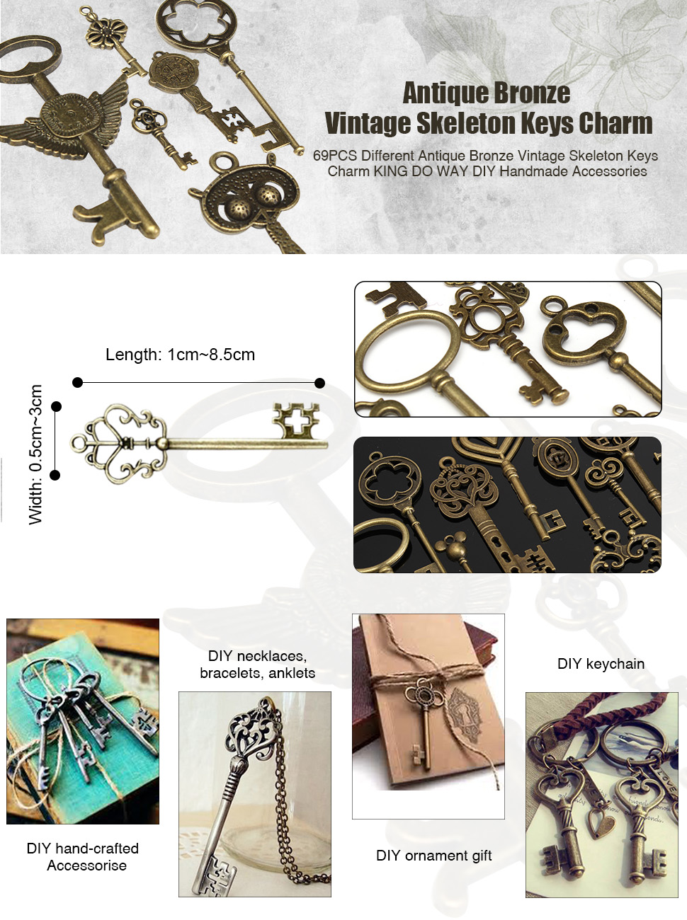 KINGDOWAY69PCSVintageBronzeKeyPendantNecklaceDIYHandmadeAccessoriesCollection-1305109-9