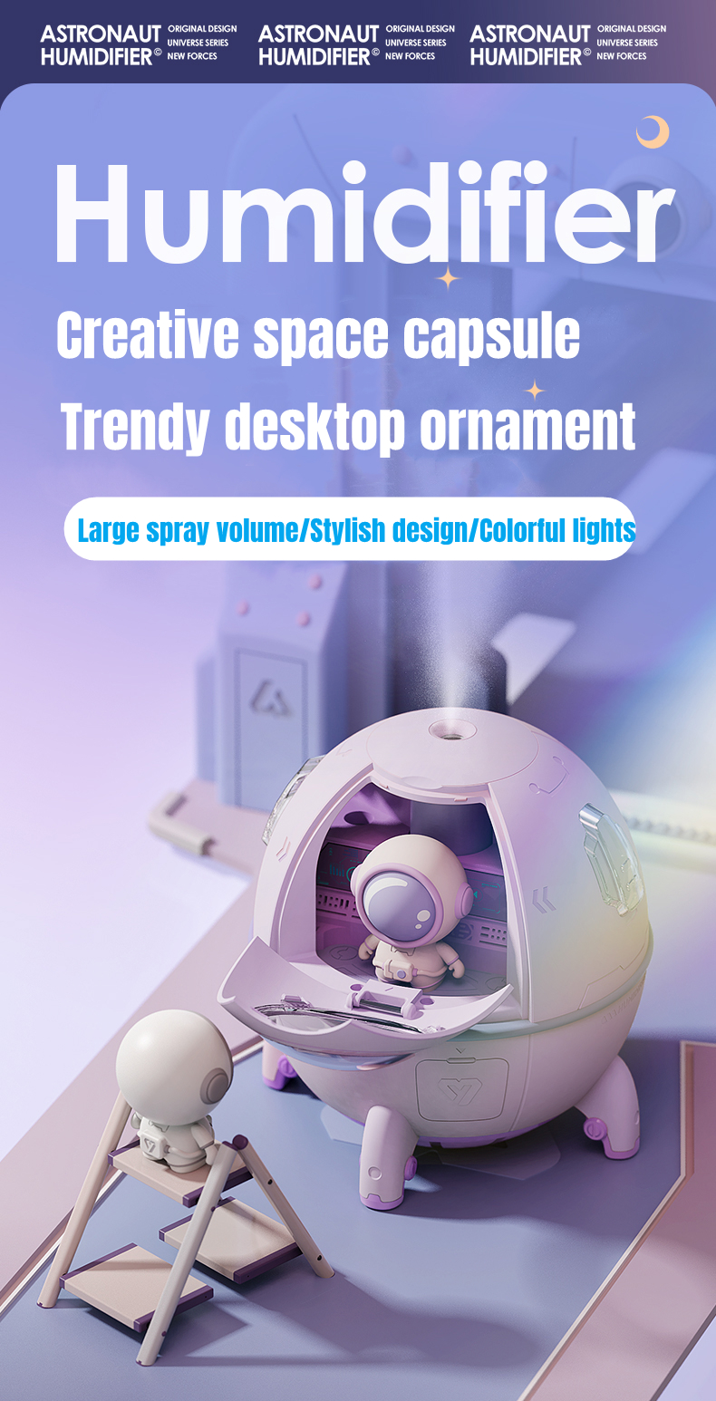 LEDAstronautAirHumidifier220mlWithNightLight1200mAhBatteryRechargeableHomeAromaoilDiffuserGiftforKid-1989662-1