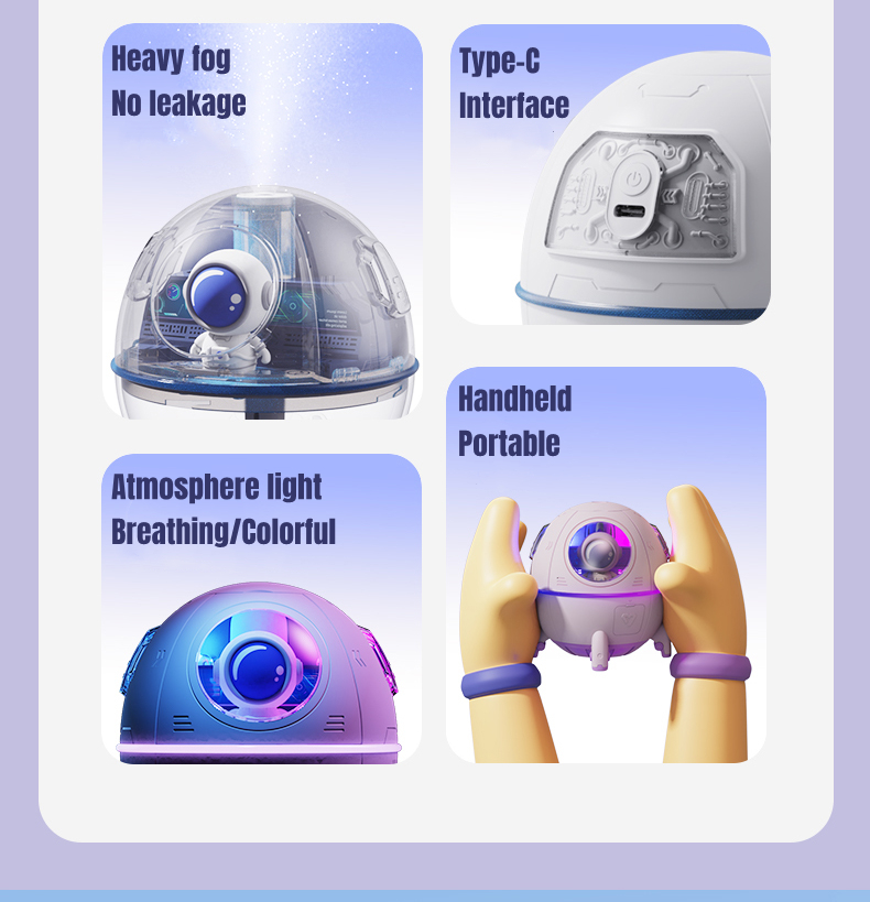LEDAstronautAirHumidifier220mlWithNightLight1200mAhBatteryRechargeableHomeAromaoilDiffuserGiftforKid-1989662-3