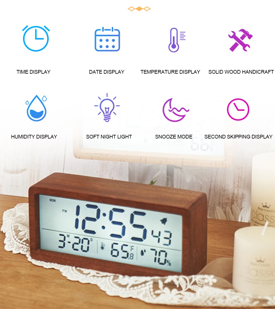 LEDWoodenDigitalAlarmClockMultifunctionalLargeScreenDateTemperatureHumidityBacklight1224HourSnoozeTa-2009749-3