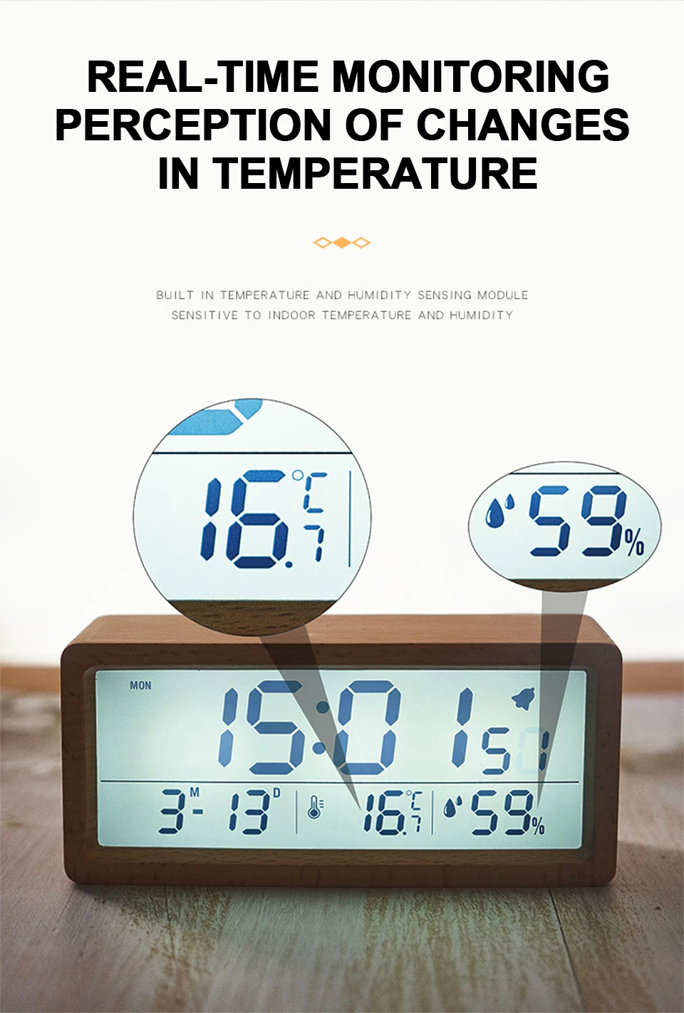 LEDWoodenDigitalAlarmClockMultifunctionalLargeScreenDateTemperatureHumidityBacklight1224HourSnoozeTa-2009749-4
