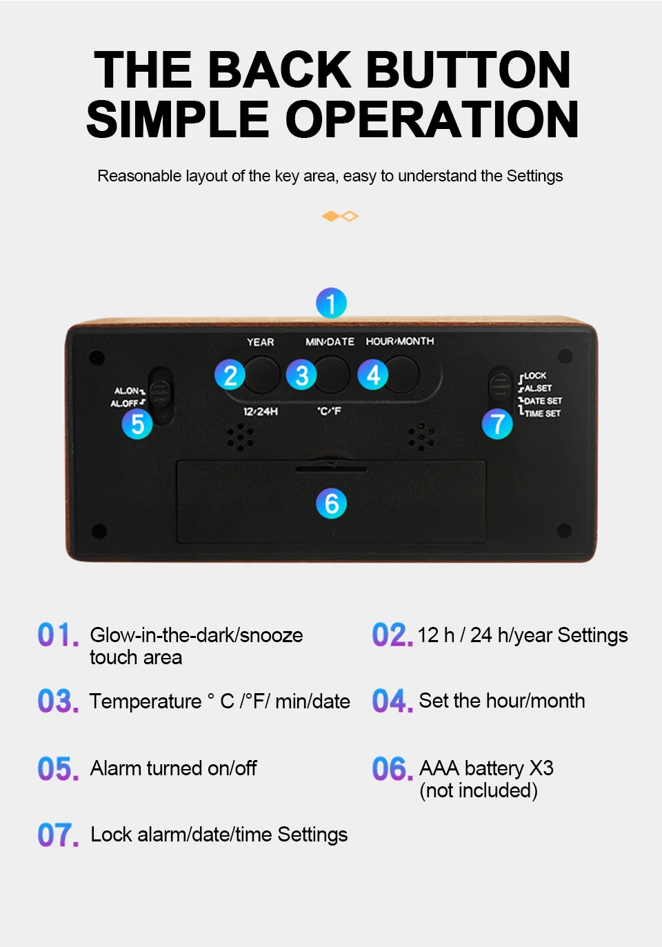 LEDWoodenDigitalAlarmClockMultifunctionalLargeScreenDateTemperatureHumidityBacklight1224HourSnoozeTa-2009749-9