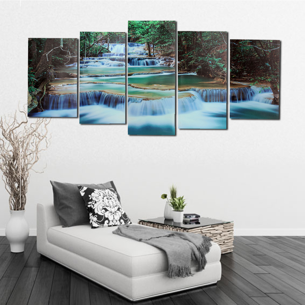 LargeFramedCanvasPrintsForestWaterfallPaintingHomeHangingWallDecorations-1444004-4
