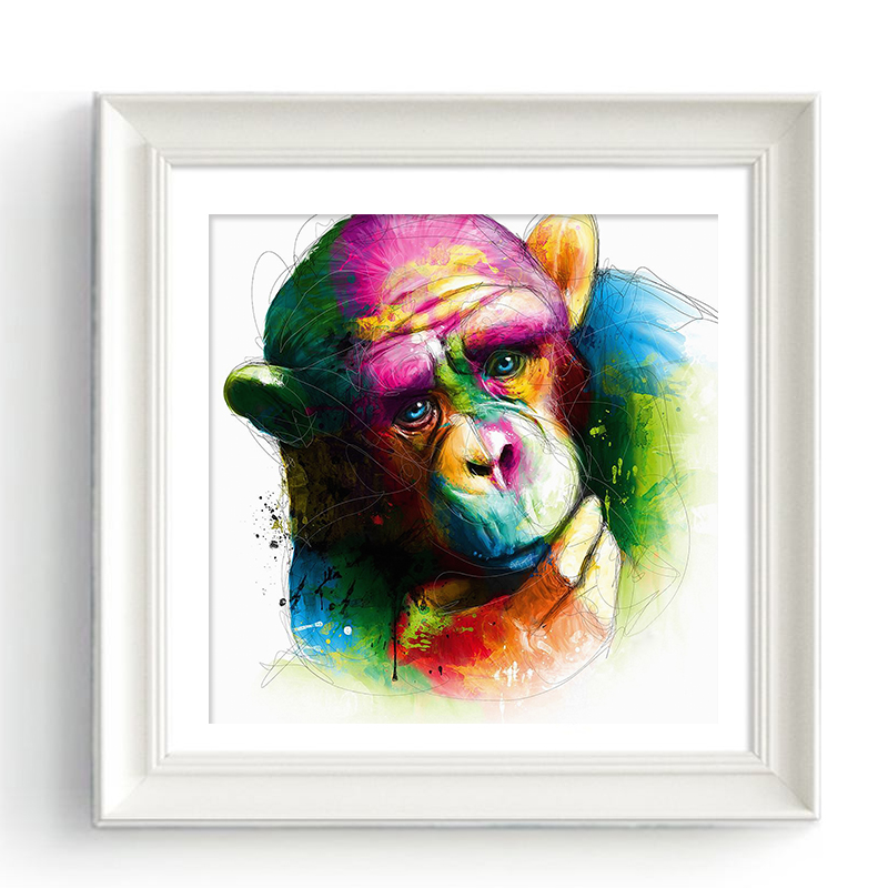 MiicoHandPaintedOilPaintingsAbstractColorfulPensiveGorillaWallArtForHomeDecorationPainting-1547182-8
