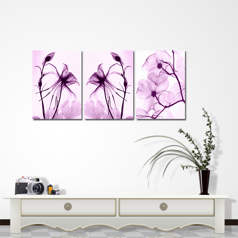 MiicoHandPaintedThreeCombinationDecorativePaintingsBotanicPurpleFlowersWallArtForHomeDecoration-1545499-2