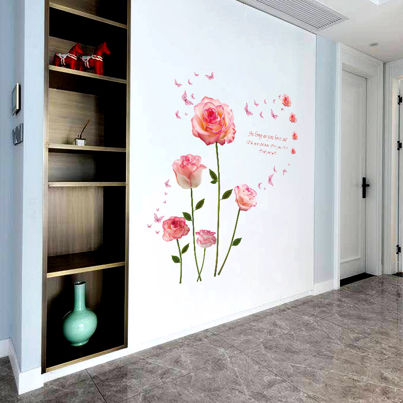 MiicoSK9337PinkRoseBedroomAndLivingRoomWallStickerDecorativeStickersDIYStickersCabinetSticker-1558615-2