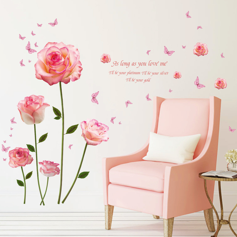 MiicoSK9337PinkRoseBedroomAndLivingRoomWallStickerDecorativeStickersDIYStickersCabinetSticker-1558615-4