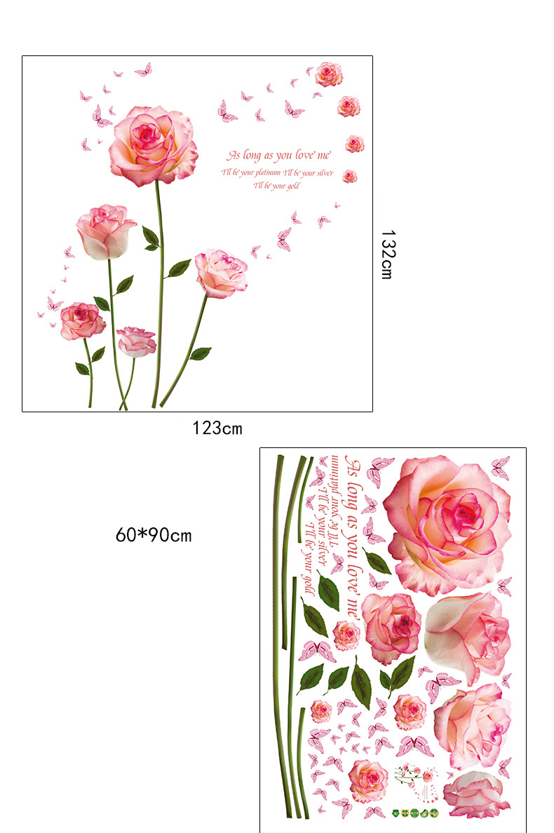 MiicoSK9337PinkRoseBedroomAndLivingRoomWallStickerDecorativeStickersDIYStickersCabinetSticker-1558615-6