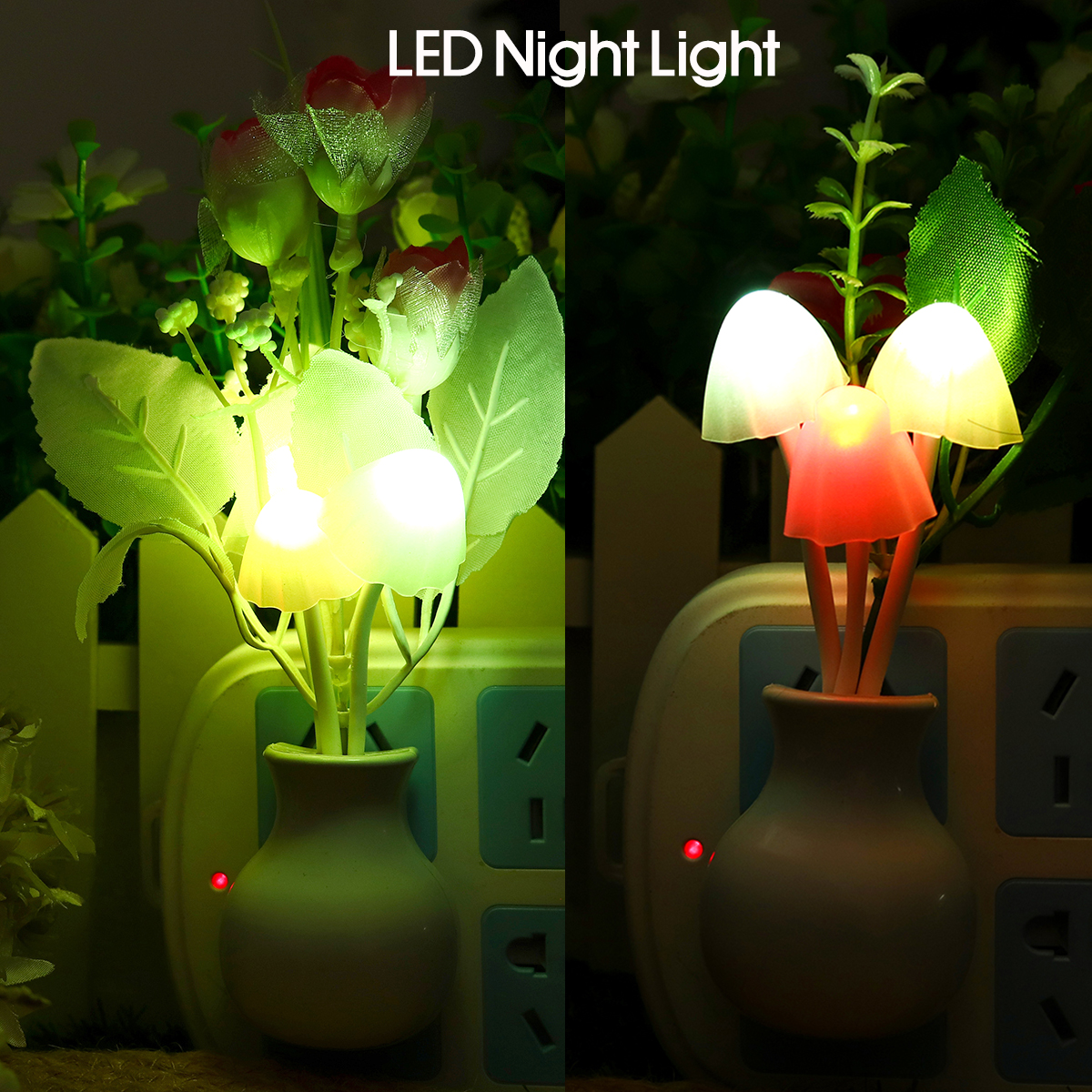 RomanticFlowerMushroomLEDNightLightSensorBabyBedLampDecorUSPlug-1691637-1