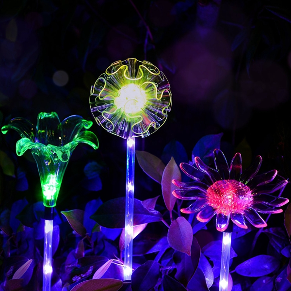 SolarMulti-ColorChangingLEDFlowerStakeLightTransparentLampshadeLuminousPole-1188099-1