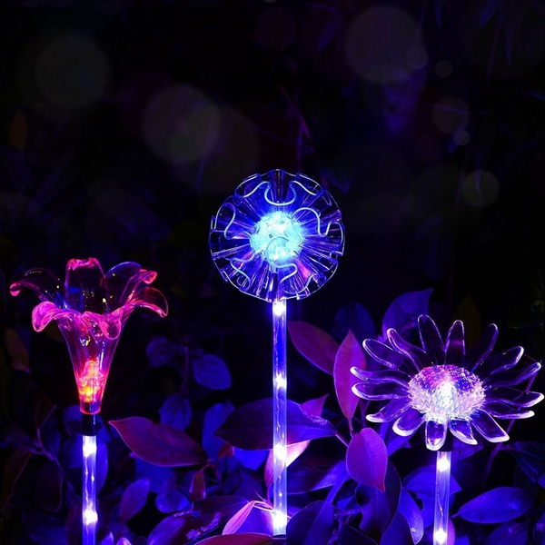 SolarMulti-ColorChangingLEDFlowerStakeLightTransparentLampshadeLuminousPole-1188099-2