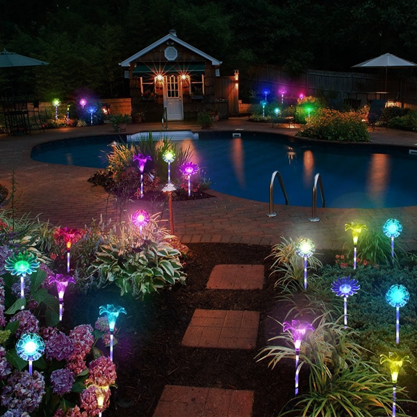 SolarMulti-ColorChangingLEDFlowerStakeLightTransparentLampshadeLuminousPole-1188099-4
