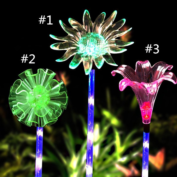 SolarMulti-ColorChangingLEDFlowerStakeLightTransparentLampshadeLuminousPole-1188099-5