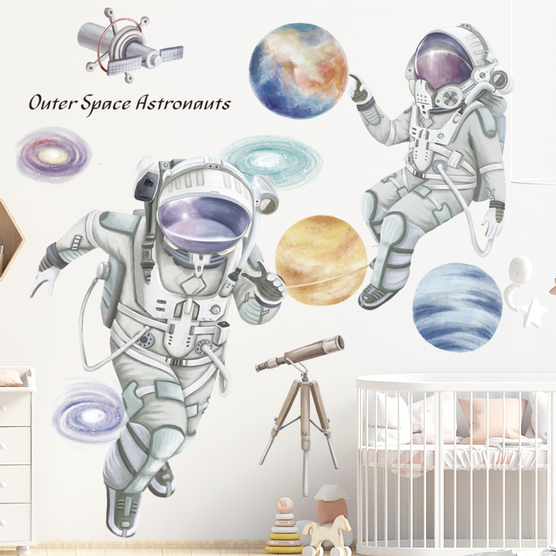 SpaceThemeAstronautWallStickerDormitoryLivingRoomWallDecorSelf-AdhesiveBedroom3DKidsRoomDecoration-1698121-1