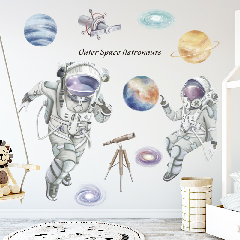 SpaceThemeAstronautWallStickerDormitoryLivingRoomWallDecorSelf-AdhesiveBedroom3DKidsRoomDecoration-1698121-2