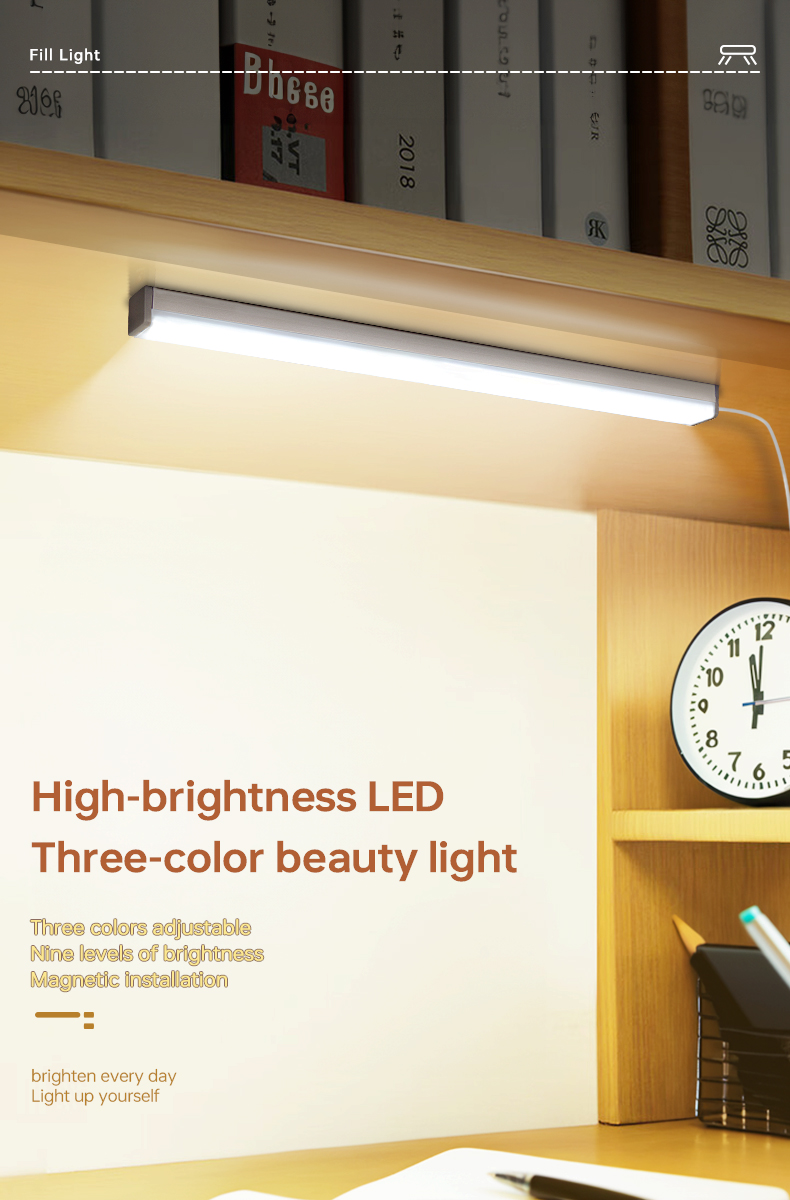 USBCharging40cmLEDNightLight3ColorAdjustable80LED9LevelsBrightnessAdjustmentforLiveStreamingVlogging-2013524-1