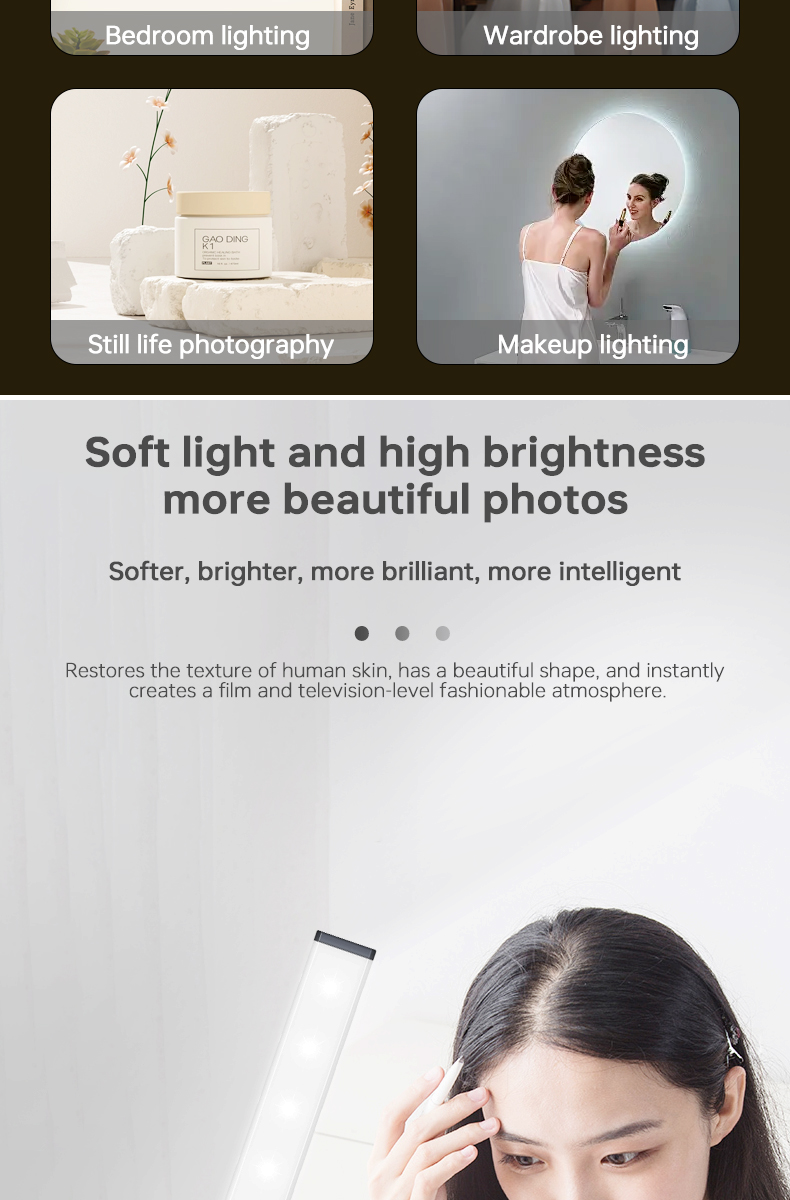 USBCharging40cmLEDNightLight3ColorAdjustable80LED9LevelsBrightnessAdjustmentforLiveStreamingVlogging-2013524-3