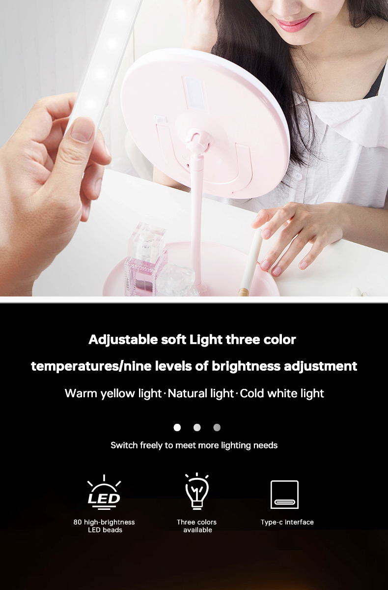USBCharging40cmLEDNightLight3ColorAdjustable80LED9LevelsBrightnessAdjustmentforLiveStreamingVlogging-2013524-4