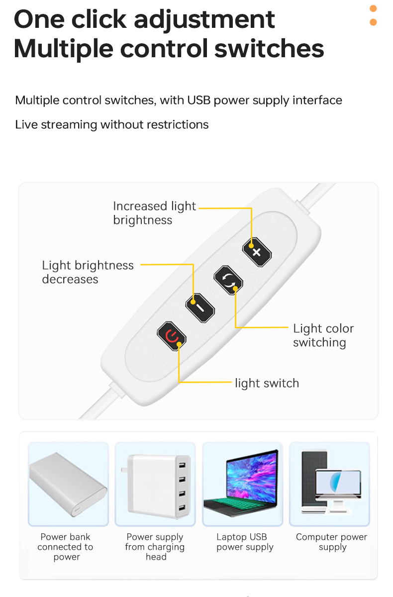 USBCharging40cmLEDNightLight3ColorAdjustable80LED9LevelsBrightnessAdjustmentforLiveStreamingVlogging-2013524-10