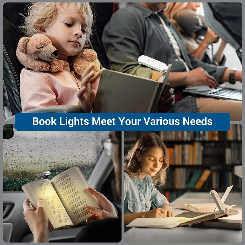 USBRechargeableBookReadingLightBrightnessAdjustableLEDCliponBookLightEyeCareBookLampforKidsReadLight-2013606-8