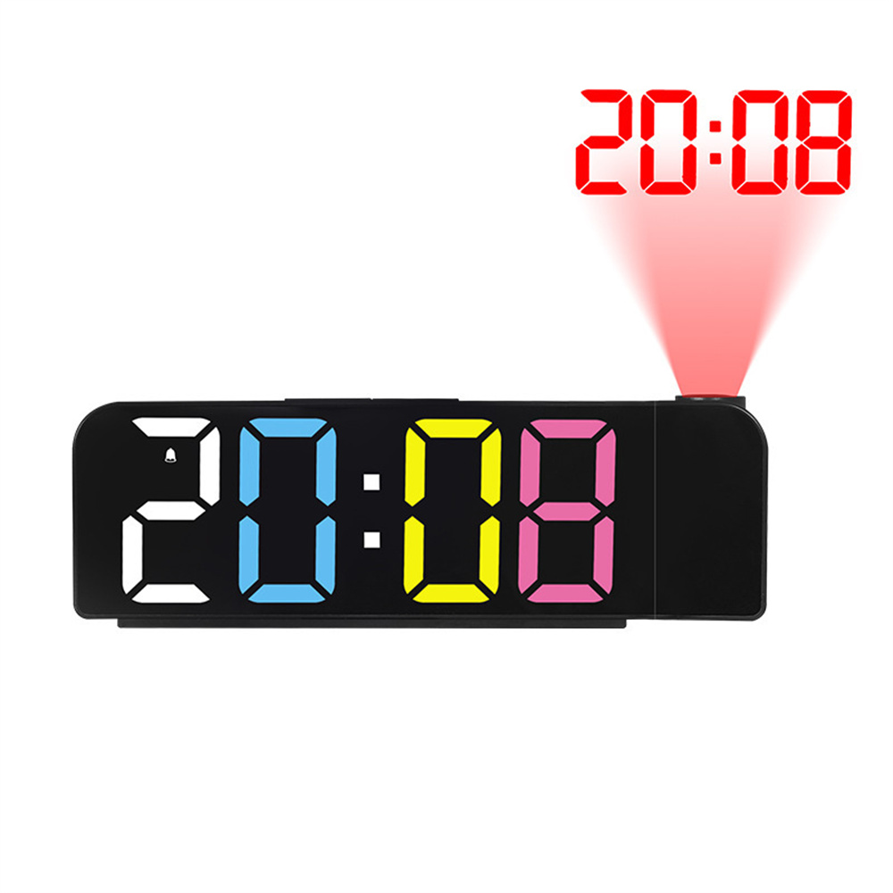 VersatileColorfulLEDDigitalAlarmClockwith180DegreeProjectionAdjustableBrightnessIndoorTemperatureDua-2003213-11