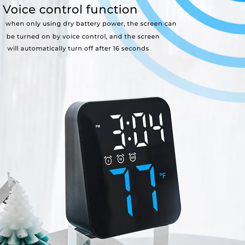 VoiceControlAlarmClockTemperatureLEDDigitalClocksNightMode1224HAnti-disturbFuntionElectronicAlarmClo-2009745-5