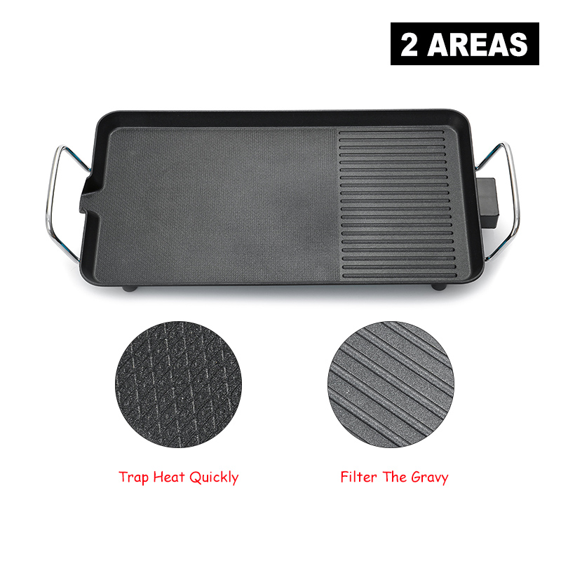 211VElectricBBQGrillKitchenTeppanyakiSmokelessNon-stickSurfaceAdjustableTemperatureGrillforBarbecueT-1764868-3