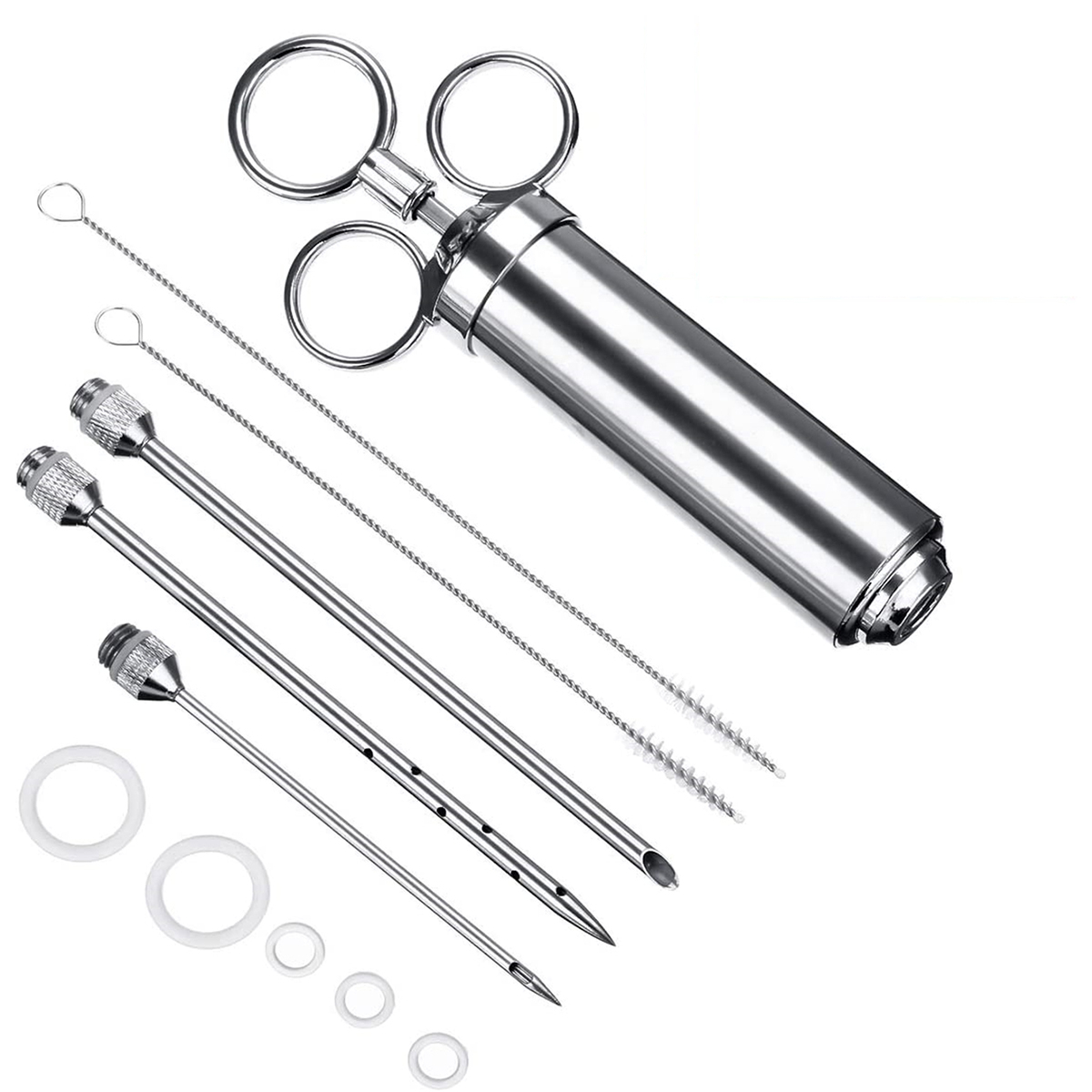 304MeatInjectorStainlessSteelBBQMeatInjectorMarinadeSyringe60mlwith3NeedlesKitchenBeefGadget-1964793-8