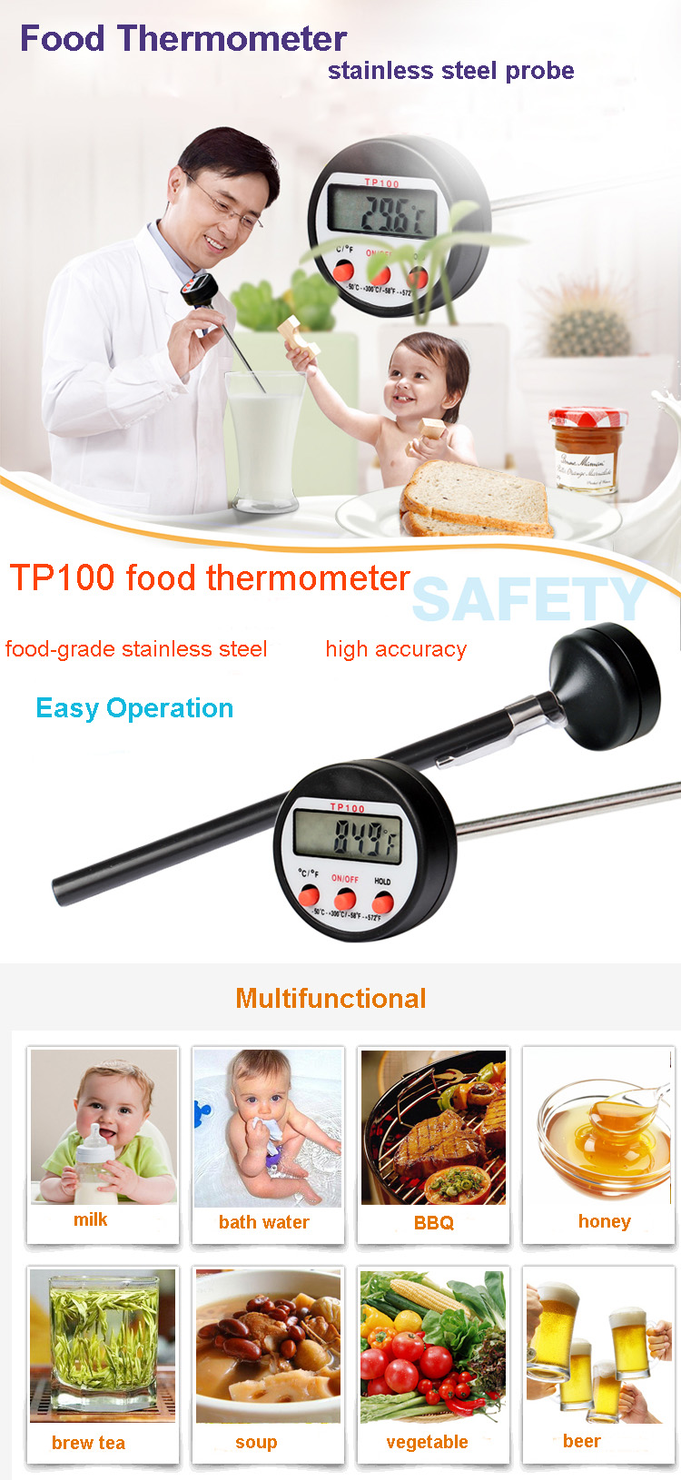 304StainlessSteelFoodBBQProbeThermometerBarbecueMeatThermometerKitchenMeasuringTool-1045708-1