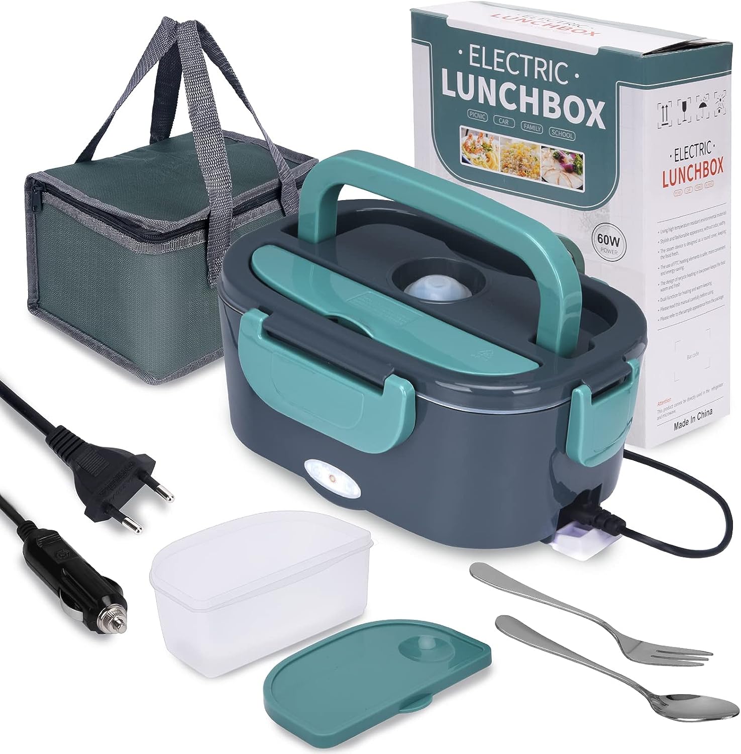 AGSIVOPortable60WElectricLunchBoxBentoBoxFoodHeaterLunchWarmerFoodStorageContainer12V220VEUPlugForHo-1997556-1