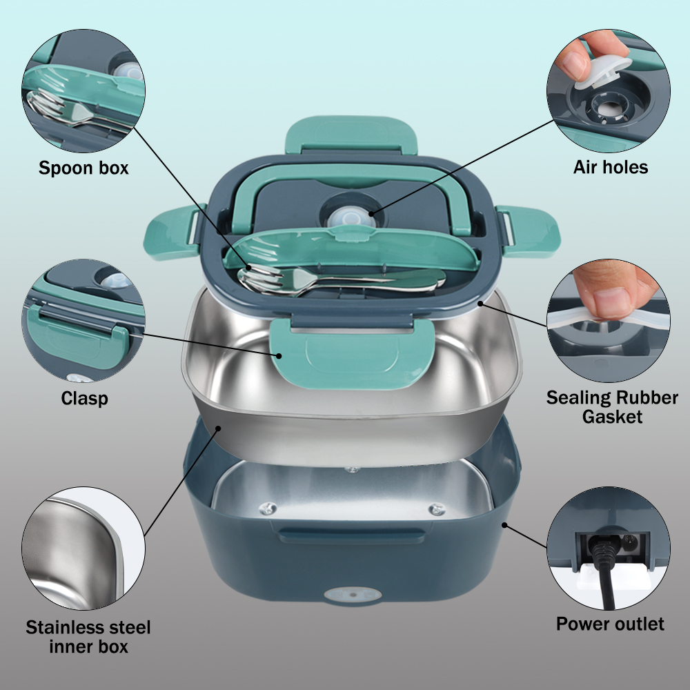 AGSIVOPortable60WElectricLunchBoxBentoBoxFoodHeaterLunchWarmerFoodStorageContainer12V220VEUPlugForHo-1997556-6