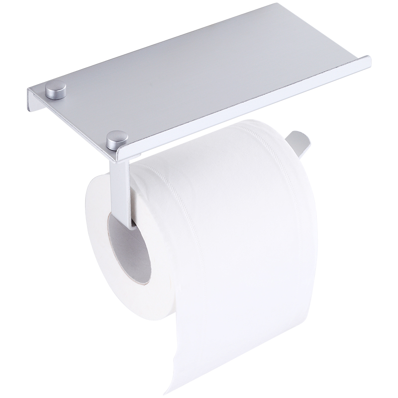 AluminumToiletPaperPunchFreeHolderWithPhoneShelfWallMountedBathroomAccessoriesTissuesRollDispenserMa-1747994-9