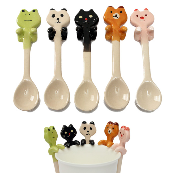 CuteCartoonAnimalCeramicHangingCoffeeScoopMilkTeaSoupSpoonTablewareDecor-1026420-1