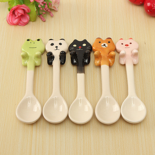 CuteCartoonAnimalCeramicHangingCoffeeScoopMilkTeaSoupSpoonTablewareDecor-1026420-2