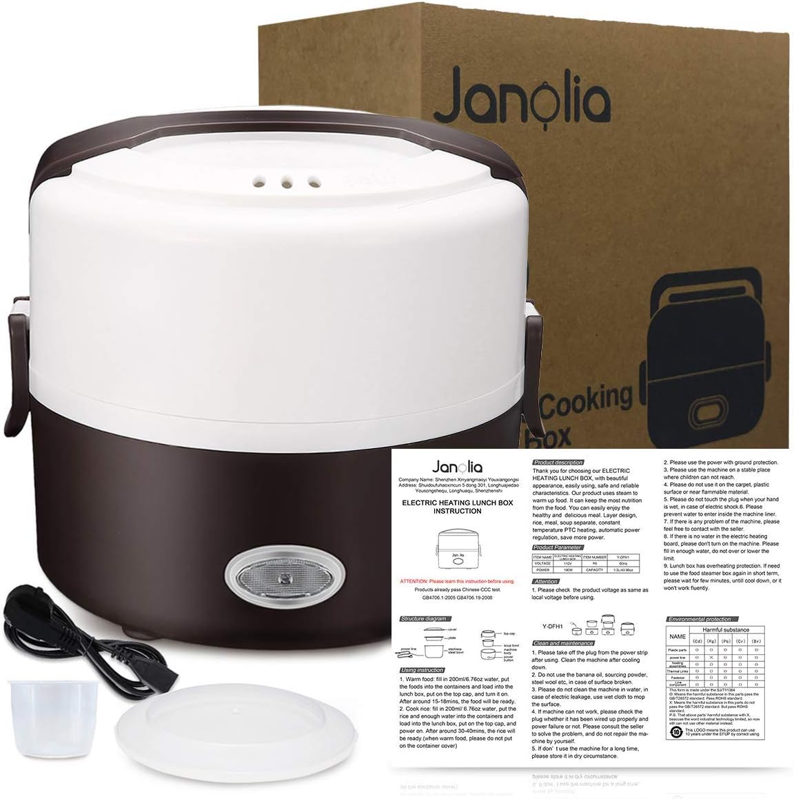 Janolia13L200WPortableElectricLunchBoxFoodWarmerwithRemovableStainlessSteelContainerElectricHeatingB-1995896-8