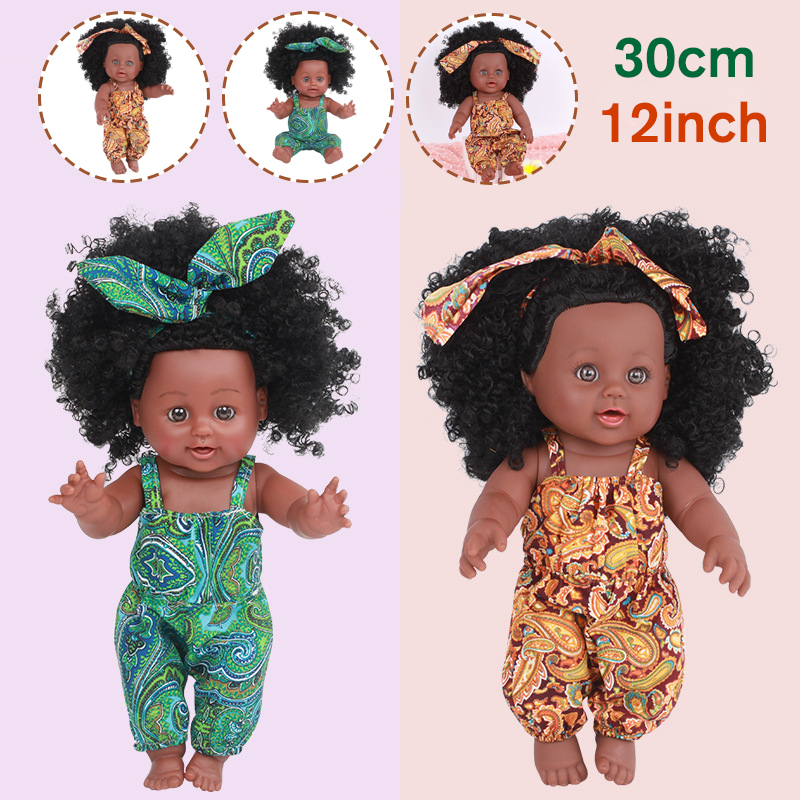 30CM12InchCuteSoftSiliconeLifelikeRealisticArmsLegsMoveableRebornAfricanBabyDoll-1701908-2