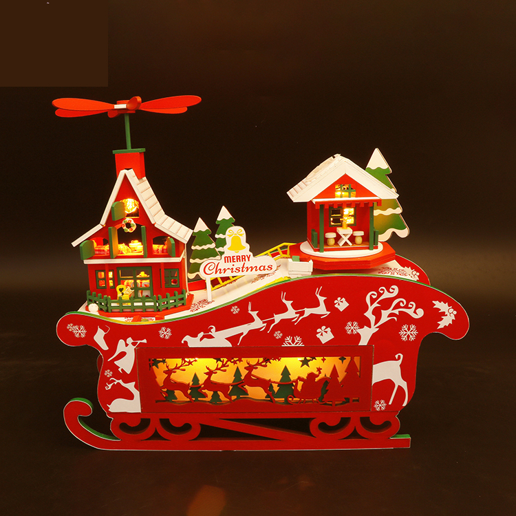 HongdaM908FantasyChristmasNightDIYAssemblyCottagePiggyBankDollHousewithMusicandLEDLight-1583480-5