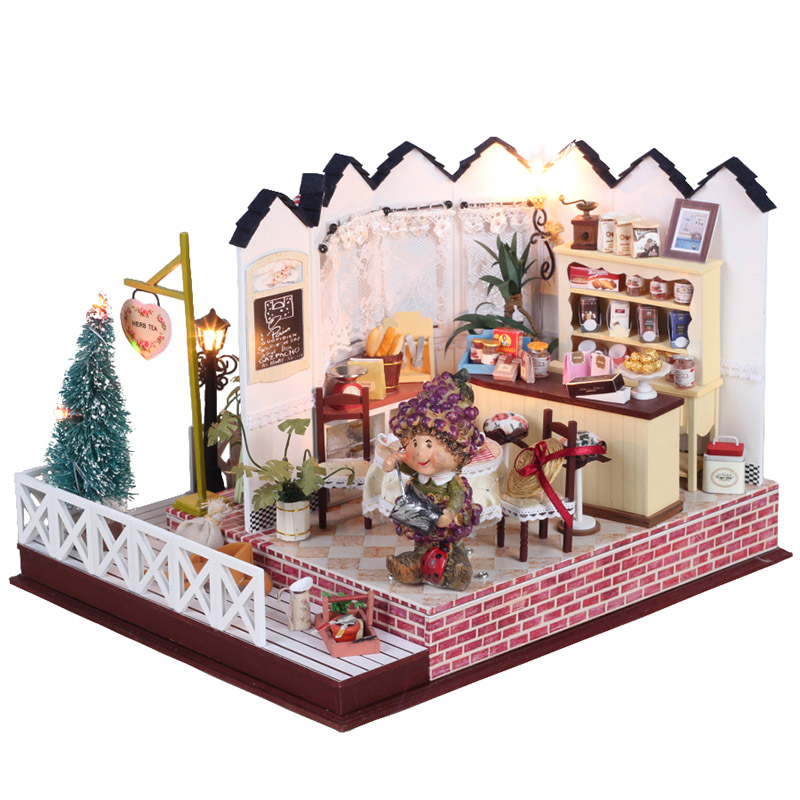 HoomedaLY001HerbTeaVanillaMilkTeaHouseDIYDollhouseWithMusicLightCoverMiniatureModel-1182318-1