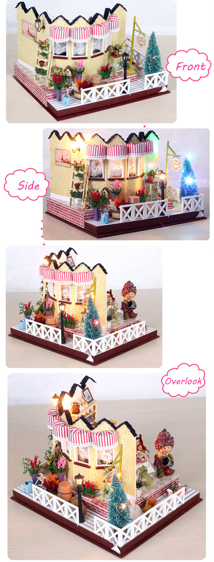 HoomedaLY001HerbTeaVanillaMilkTeaHouseDIYDollhouseWithMusicLightCoverMiniatureModel-1182318-5