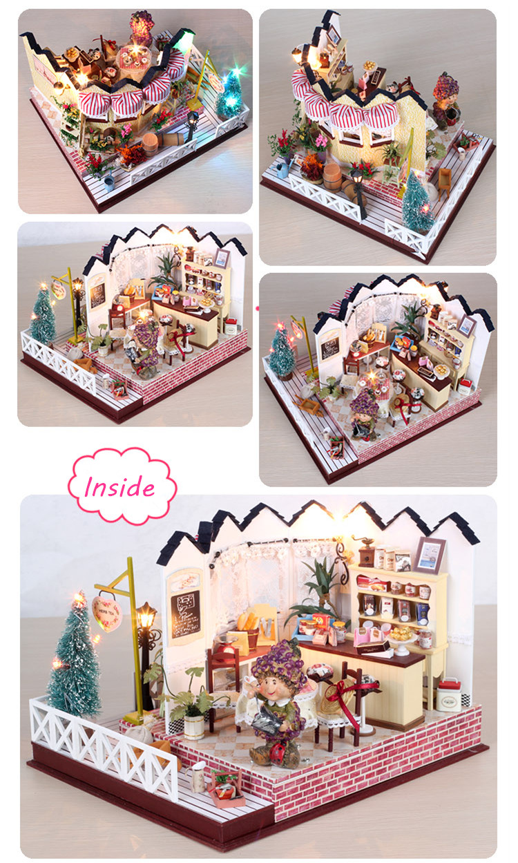 HoomedaLY001HerbTeaVanillaMilkTeaHouseDIYDollhouseWithMusicLightCoverMiniatureModel-1182318-6