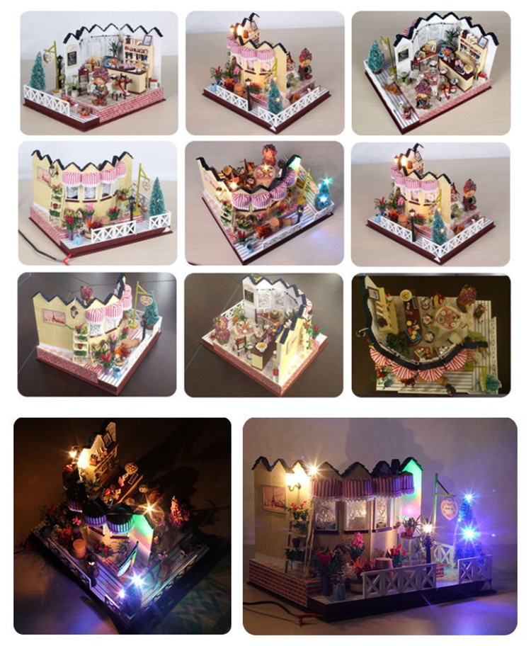 HoomedaLY001HerbTeaVanillaMilkTeaHouseDIYDollhouseWithMusicLightCoverMiniatureModel-1182318-8