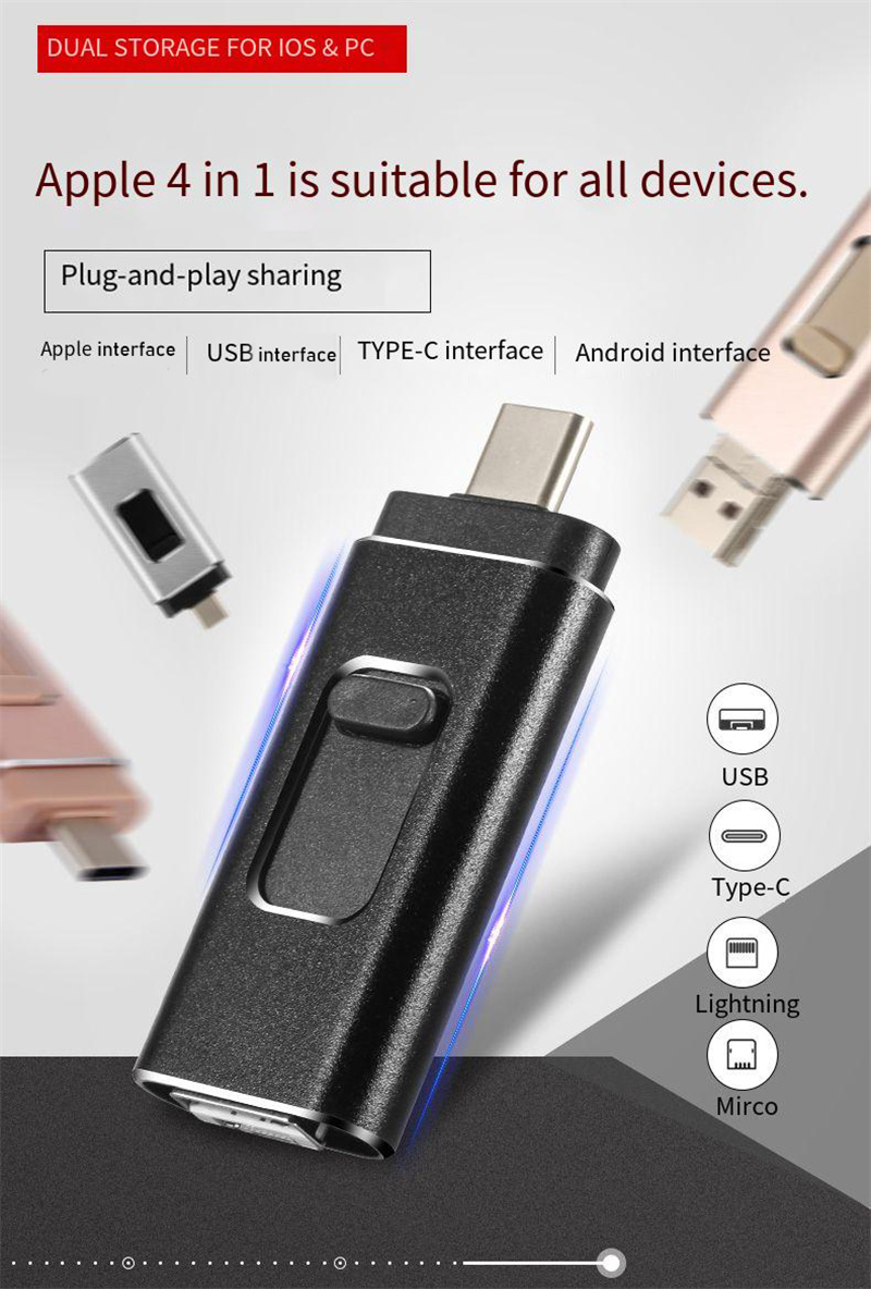 4in1USBFlashDriveUSBMicroiPType-COTGSwitchableInterfacePendrive64GB128GB256GB512GBMemoryDriveforiPho-2010382-1