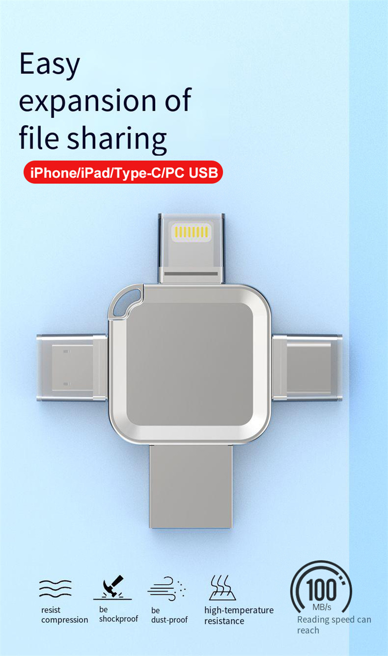 Bakeey4-in-1USB30FlashDriveUSBType-CiPAndroidOTGPendrive100MBSHighSpeedMetalUDiskforPCLaptopPhone-2009955-1