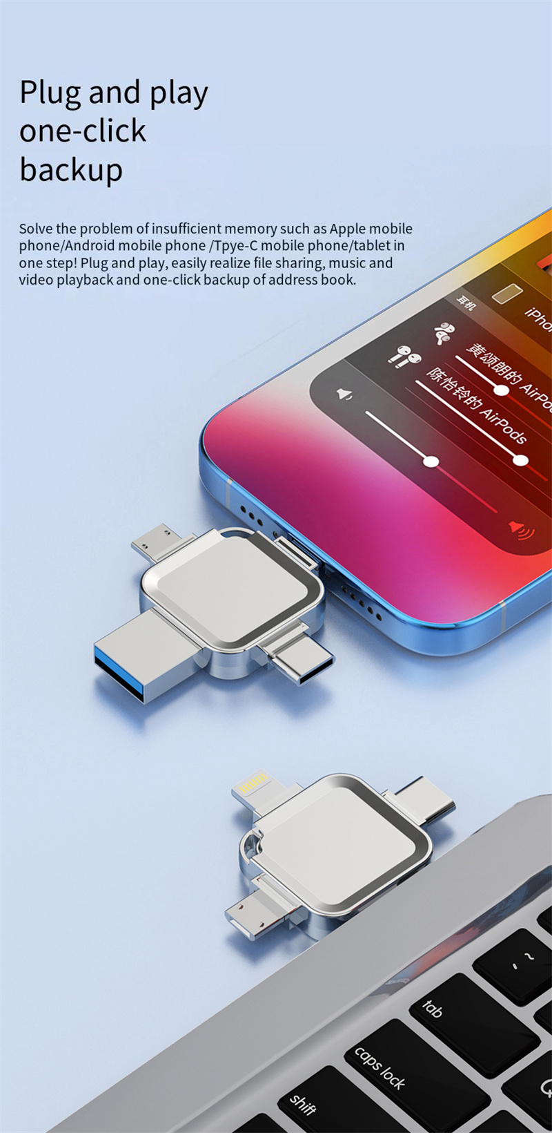 Bakeey4-in-1USB30FlashDriveUSBType-CiPAndroidOTGPendrive100MBSHighSpeedMetalUDiskforPCLaptopPhone-2009955-5