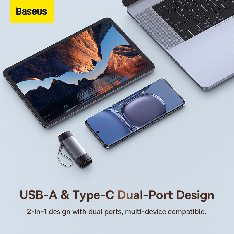 BaseusSDTFCardReader2in1USB30Type-CSmartMemoryCardFlashDriveAdapterforPhoneTabletLaptopAccessories-1979080-2