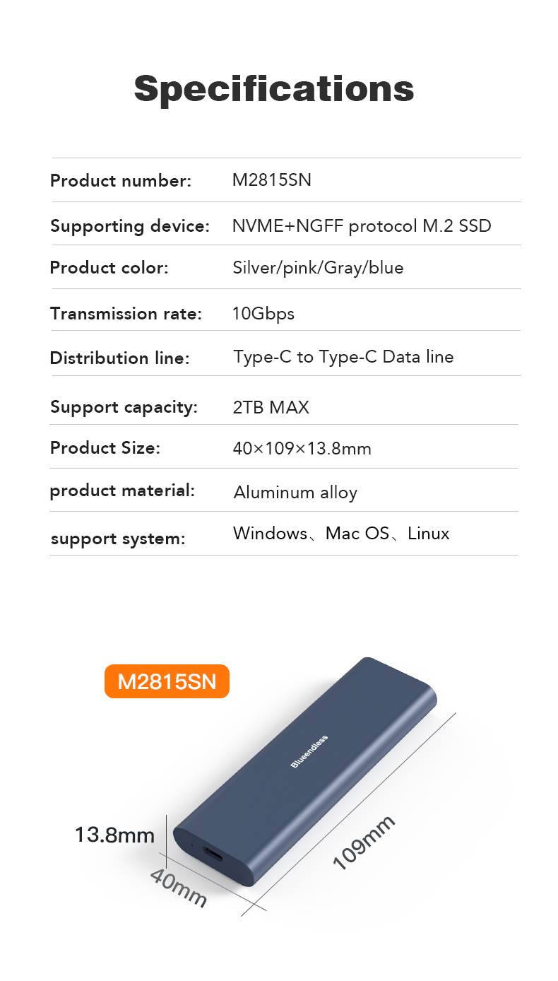 BlueendlessM2815SNM2SATANVMEDual-protocolSSDEnclosure10GbpsExternalSolidStateDriveCaseTools-freeCase-2003964-14