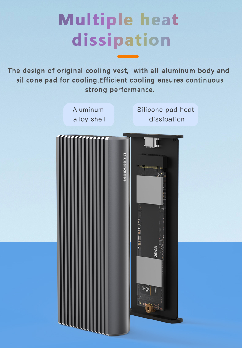 BlueendlessM2NVMESATADual-protocolRGBSSDEnclosure10GbpsExternalSolidStateDriveCaseTools-freeCase-2003500-3