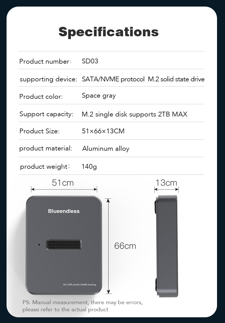 BlueendlessSD03M2SSDBoxBaseAdapterSATANVMeSSDDualProtocolSolidStateType-CMobileHardDiskEnclosure-2003498-13