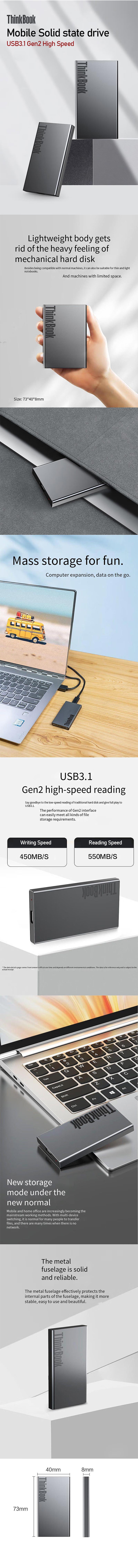 LenovoThinkBookTB20512GSolidStateDriveUSB31Gen2AluminumAlloySSDHardDiskforLaptopDesktopComputer-2000349-1